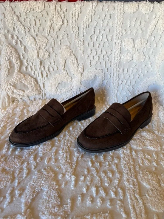 Journee Collection Brown Suede Penny Loafers #579 - Picture 3 of 6